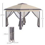 Beige Foldable Pop Up Gazebo with Mesh Sides