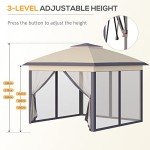 Beige Foldable Pop Up Gazebo with Mesh Sides