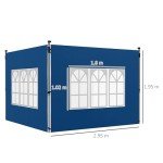 Blue Gazebo Side Panels with Windows - 2 Pack