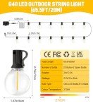 65.5Ft LED Outdoor String Lights with Remote