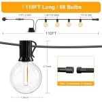 Torkase 110FT Outdoor String Lights with LED Bulbs