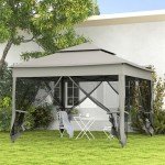 Outsunny 3x3m Pop Up Garden Gazebo with Netting