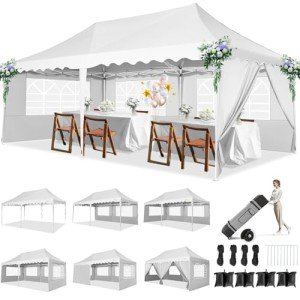 Large Pop-Up Gazebo Tent with Sides, 3m x 6m