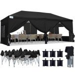 3x6m Pop Up Gazebo with Sides - Black