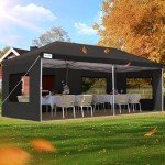 3x6m Pop Up Gazebo with Sides - Black