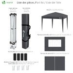 VOUNOT 3m x 3m Pop Up Gazebo with Sides