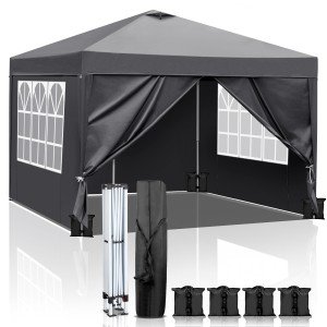 3x3m Pop Up Garden Gazebo with Sides & Sandbags