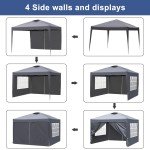 3x3m Pop Up Garden Gazebo with Sides & Sandbags