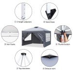 3x3m Pop Up Garden Gazebo with Sides & Sandbags