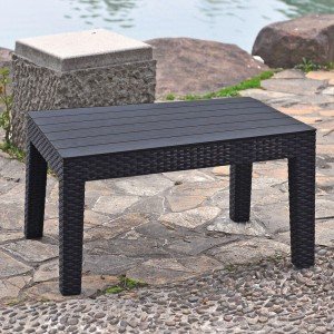 Black Rattan Coffee Table for Patio & Balcony