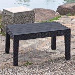 Black Rattan Coffee Table for Outdoor Spaces