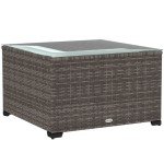 Dark Grey Rattan Outdoor Coffee Table with Glass Top