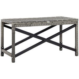 Outsunny Rattan Outdoor Coffee Table with Plastic Top