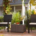 Dark Grey Rattan Outdoor Coffee Table with Glass Top