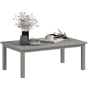 Grey Aluminum Slat Top Outdoor Coffee Table