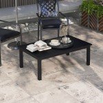 Aluminium Slat Top Outdoor Coffee Table - Black