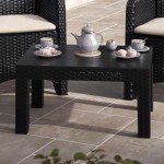 Black Rattan Coffee Table for Outdoor Spaces