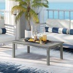 Grey Aluminum Slat Top Outdoor Coffee Table