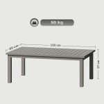 Grey Aluminum Slat Top Outdoor Coffee Table