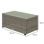 Dark Grey Rattan Outdoor Coffee Table with Glass Top