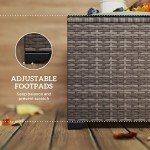 Dark Grey Rattan Outdoor Coffee Table with Glass Top
