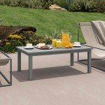 Grey Aluminum Slat Top Outdoor Coffee Table