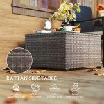 Dark Grey Rattan Outdoor Coffee Table with Glass Top