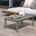Grey Aluminum Slat Top Outdoor Coffee Table