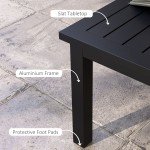 Aluminium Slat Top Outdoor Coffee Table - Black