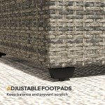 Dark Grey Rattan Outdoor Coffee Table with Glass Top