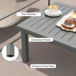 Grey Aluminum Slat Top Outdoor Coffee Table