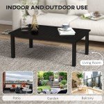 Aluminium Slat Top Outdoor Coffee Table - Black