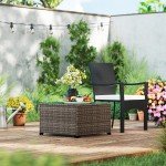 Dark Grey Rattan Outdoor Coffee Table with Glass Top