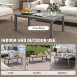 Grey Aluminum Slat Top Outdoor Coffee Table