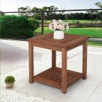 Square Wooden Coffee Table for Garden & Patio