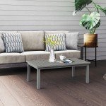 Grey Aluminum Slat Top Outdoor Coffee Table