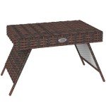 Foldable Rattan Coffee Table with Steel Frame