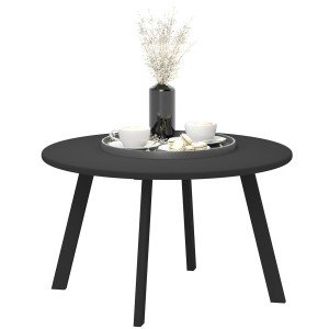 70cm Round Black Coffee Table with Foot Pads