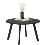 70cm Round Black Coffee Table with Foot Pads