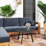 70cm Round Black Coffee Table with Foot Pads