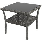 Grey PE Rattan Two-Tier Coffee Table