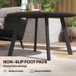 70cm Round Black Coffee Table with Foot Pads