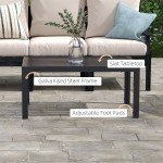 Rectangular Steel Frame Patio Coffee Table