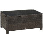 Outsunny Rattan Side Table with Glass Top