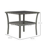 Grey PE Rattan Two-Tier Coffee Table