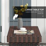 Foldable Rattan Coffee Table with Steel Frame