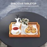 70cm Round Black Coffee Table with Foot Pads