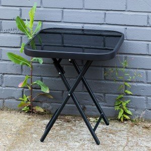 Black Folding Bistro Coffee Table for Patio or Garden
