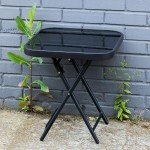 Black Folding Bistro Coffee Table for Patio or Garden