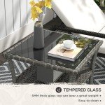 Grey PE Rattan Two-Tier Coffee Table